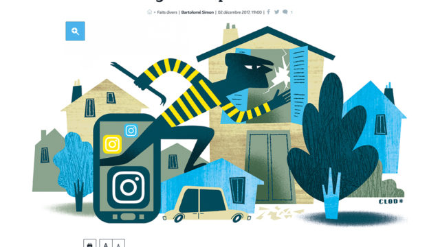 Clod illustration Le Parisien cambriolage et réseaux sociaux