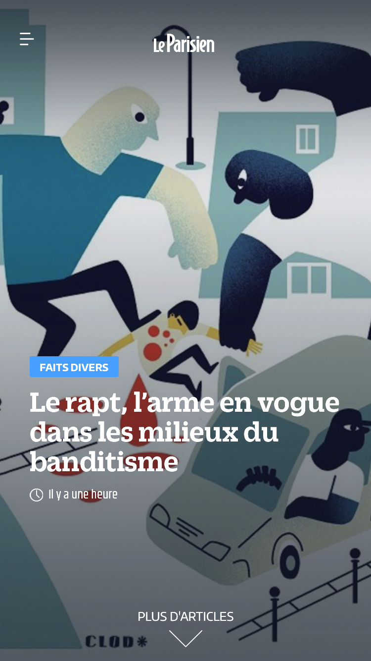 Illustration pour le Parisien le rapt arme en vogue du banditisme, édition du 1er septembre 2018
