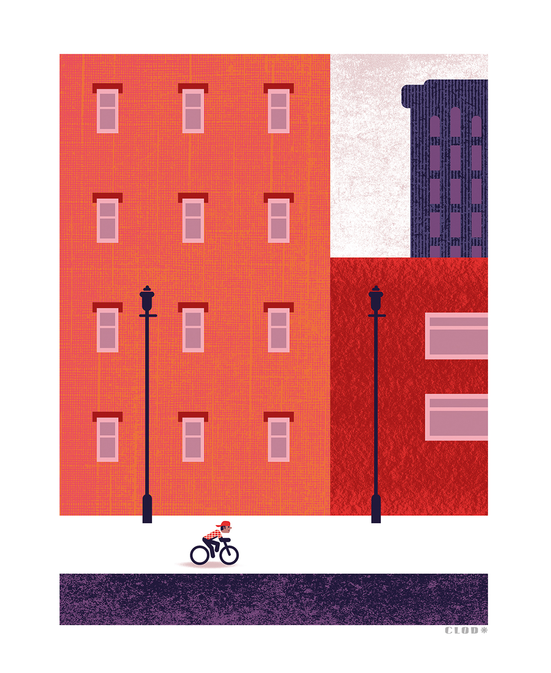 Clod illustration tirage d'art PapaPaper vélo à Brooklyn à New York