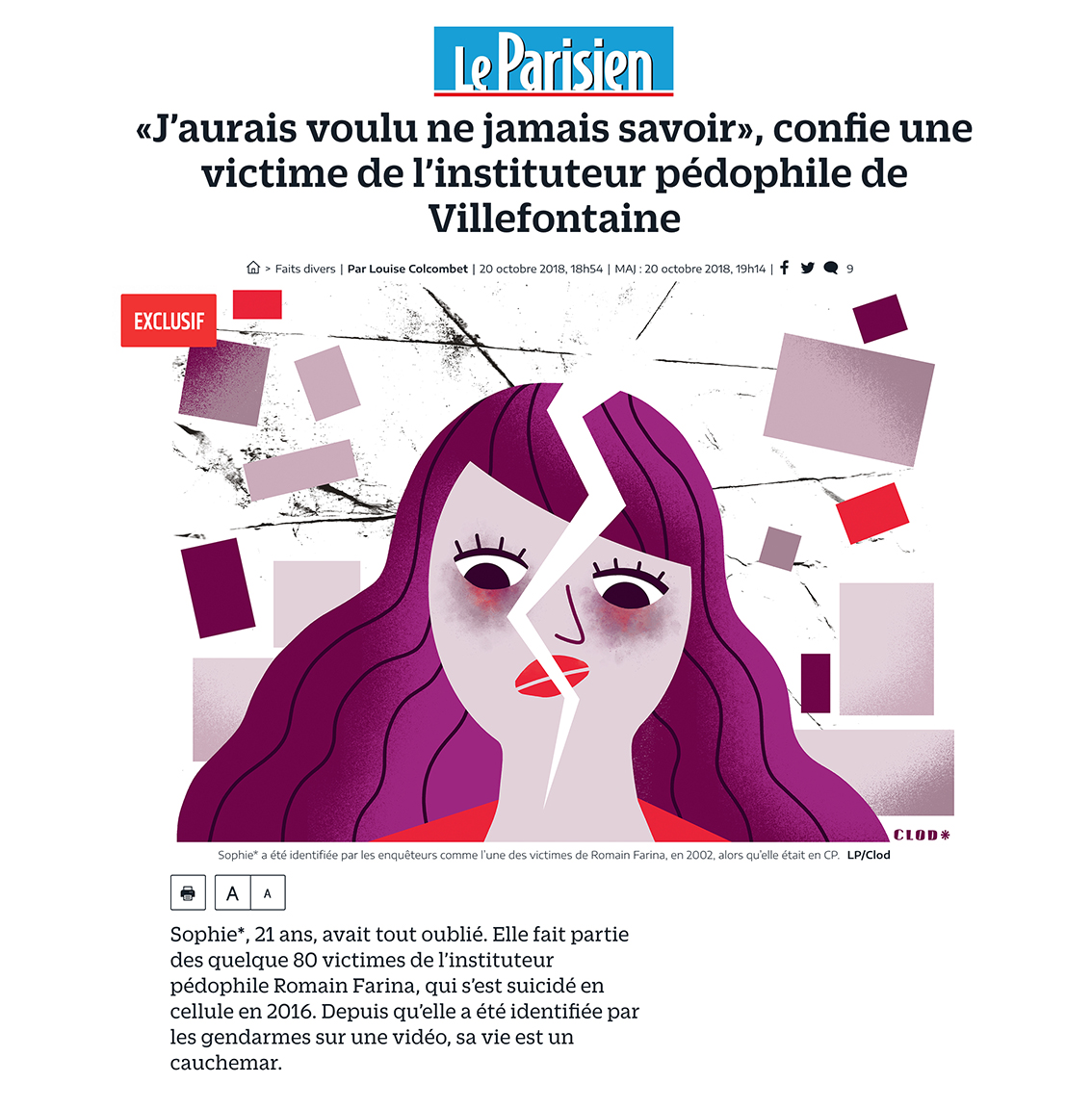 Clod illustration le Parisien du 21 octobre 2018 J'aurais voulu ne pas savoir