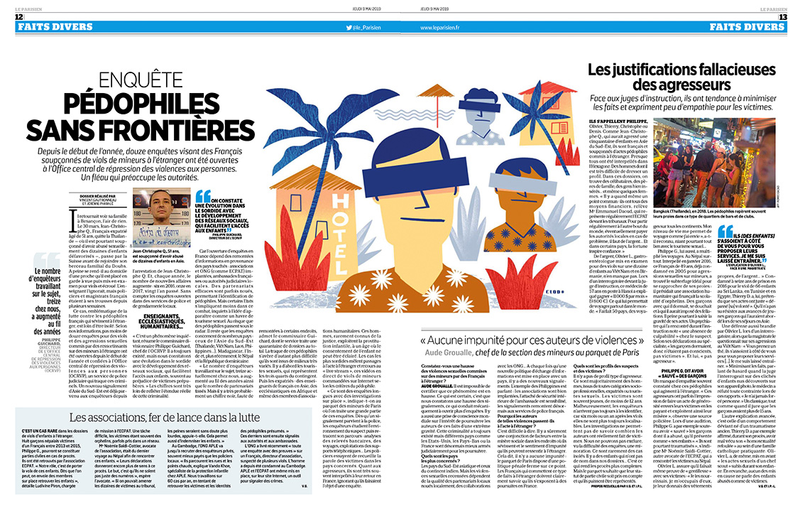 Clod illustration pour Le Parisien enquête sur les pédophiles français qui sévissent à l'étranger