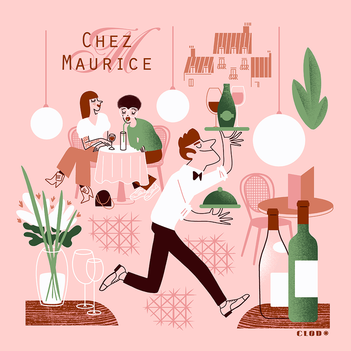 Clod illustration, allons boire un café chez Maurice