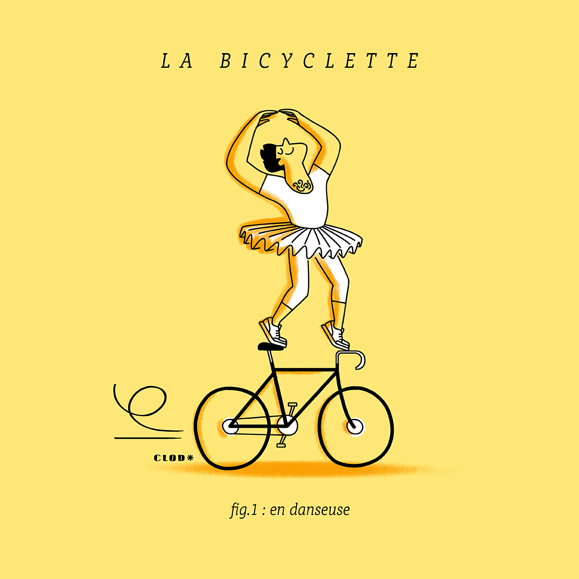 Clod illustration expressions sur le vélo