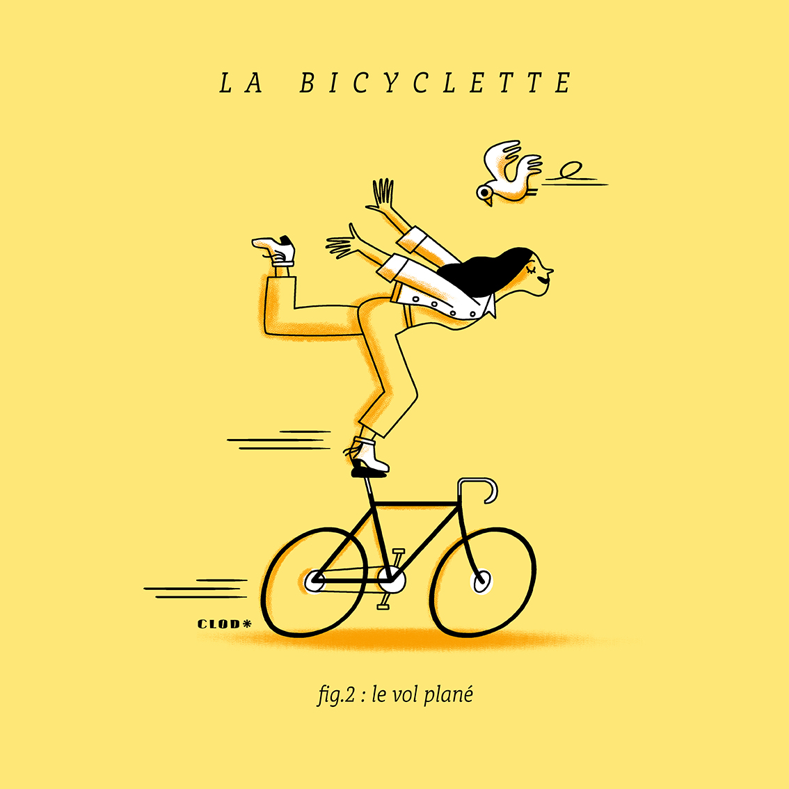 Clod illustration expressions sur le vélo