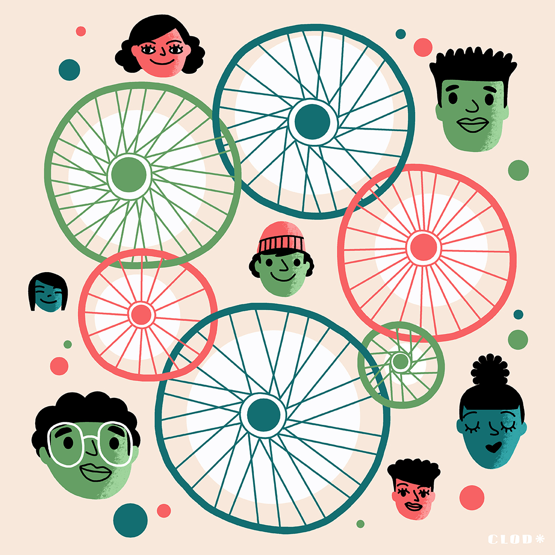 185 raisons de faire du vélo, une liste établie par carfree et illustrée par Clod illustrateur
