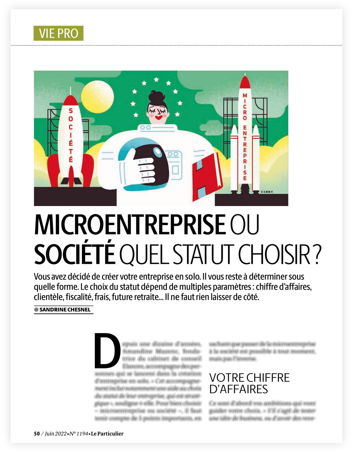 Clod illustration Le Particulier 1194 : Microentreprise ou société, quel statut choisir ?