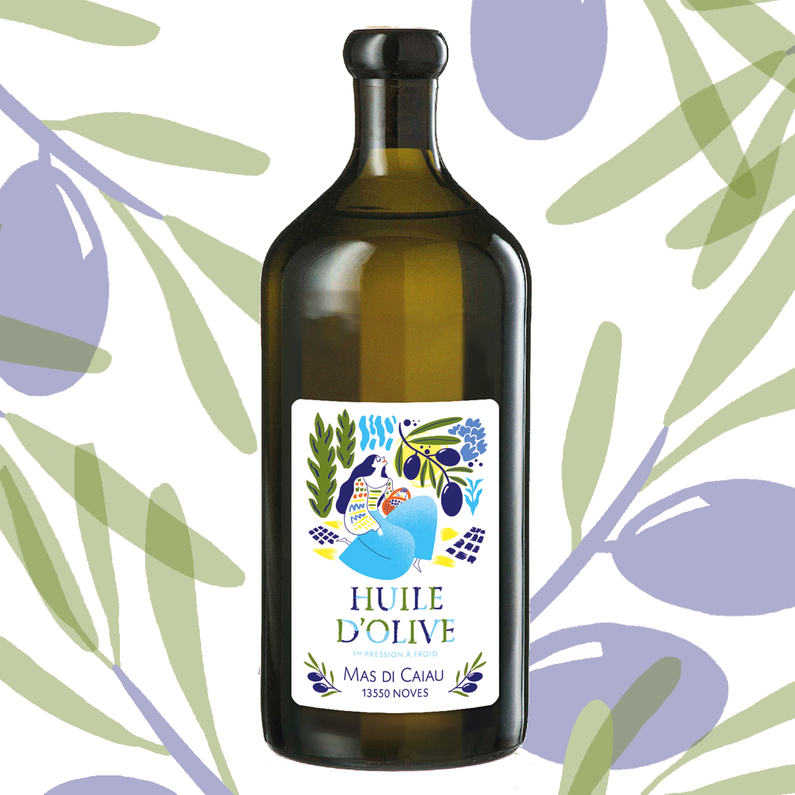 Clod illustration étiquette de bouteille d'huile d'olive